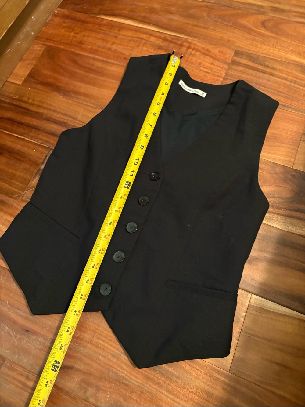 Abercrombie & Fitch Black Tailored Button Front Vest Waistcoat Medium M (1146) - Picture 2 of 6